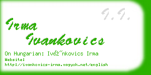 irma ivankovics business card